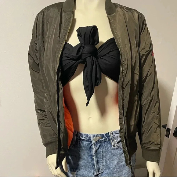 ROTHSCHILD OLIVE GREEN BOMBER JACKET FLORAL ACCENTS FIRS SIZE XL 16/ WOM… - Picture 1 of 16